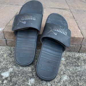 Puma Black Slide Sandals with Textured Footbed| Men 12 | EUR 46